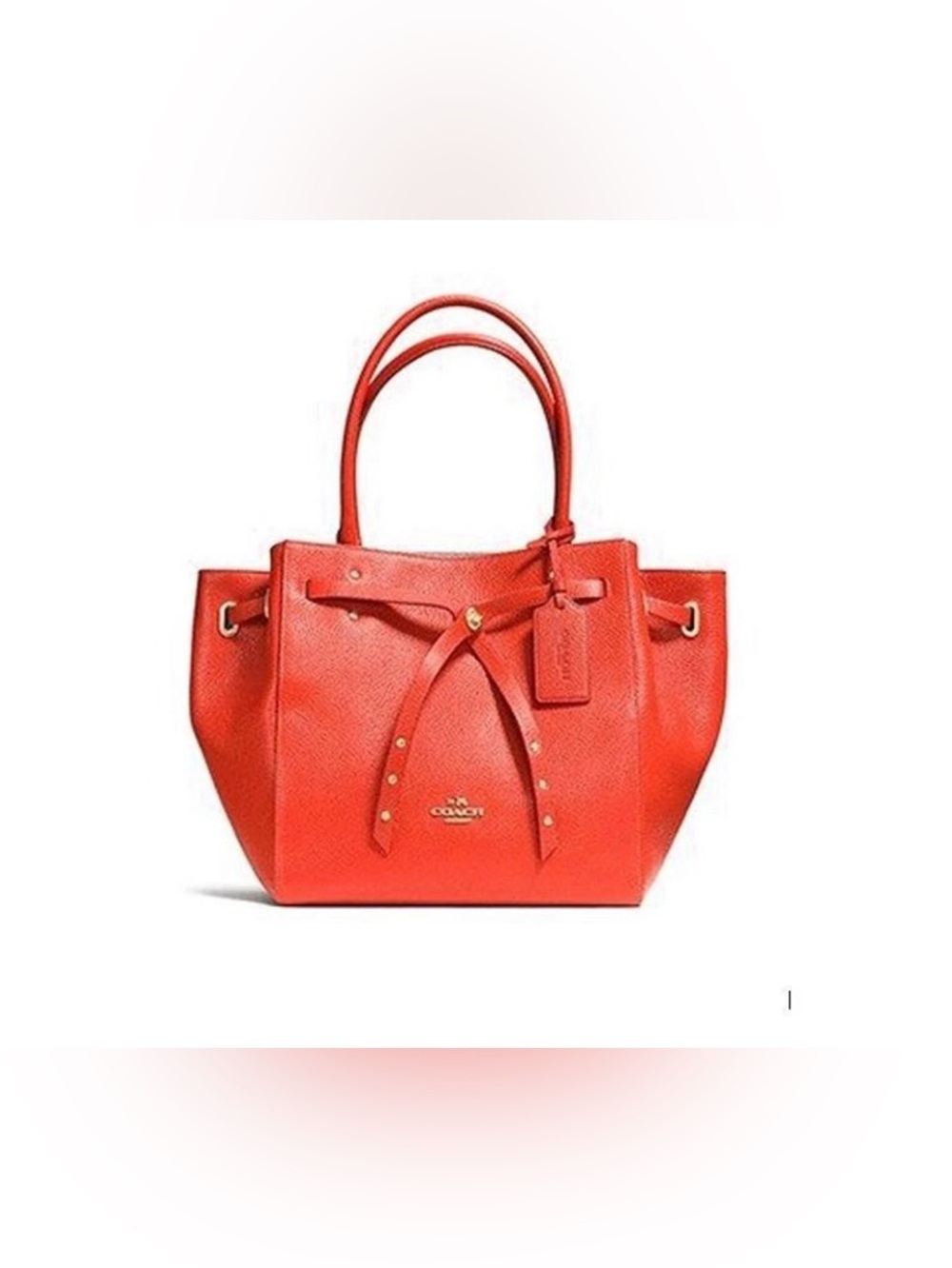 COACH 35838 WATERMELON TURNLOCK TIE SMALL LEATHER SATCHEL MSRP $395 dust bag